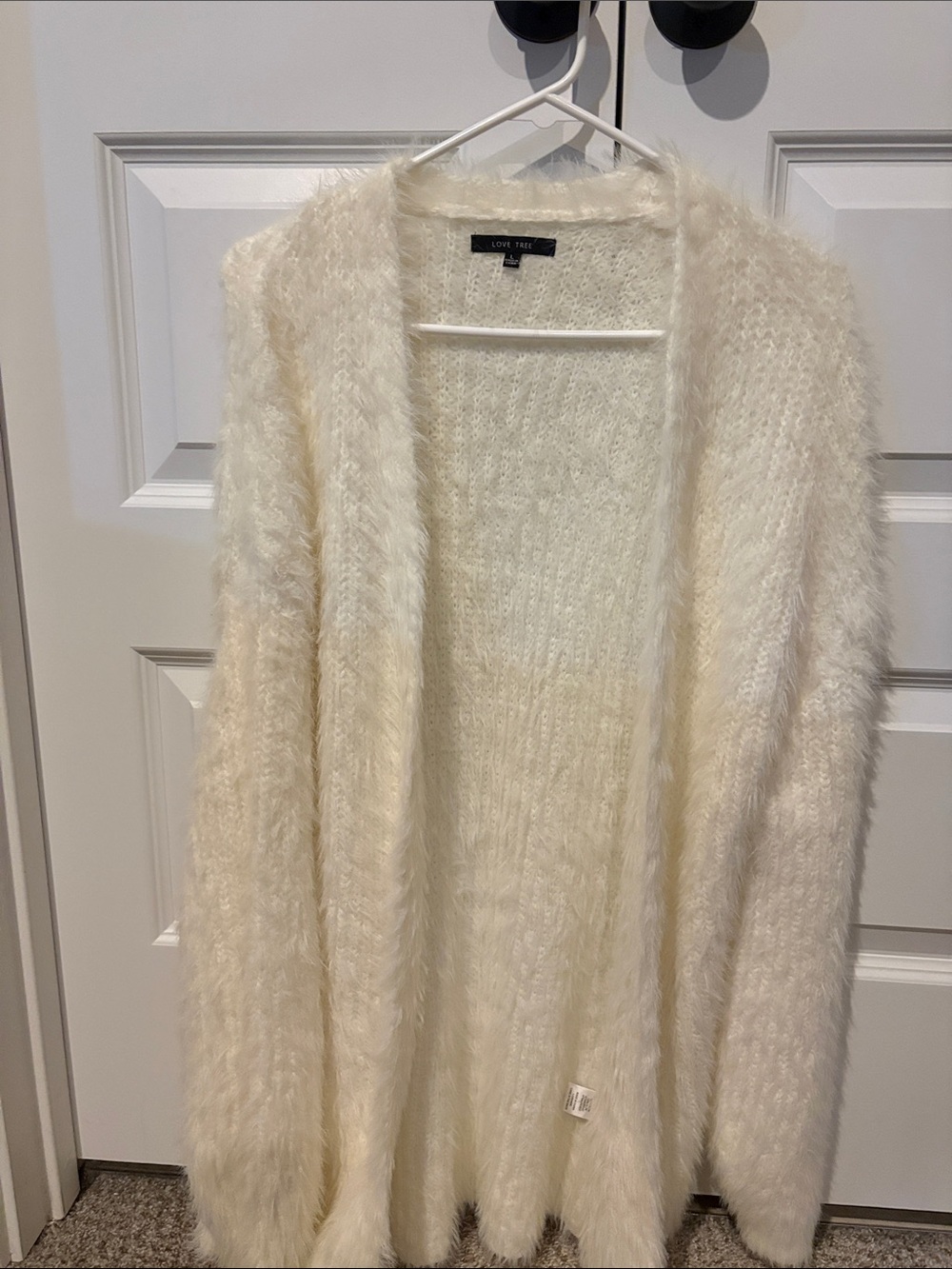 Love Tree Cream Fuzzy Open Cardigan Sweater
